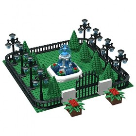 Jouet éducatif en Forme de Bloc de Construction - Lampadaires, Les Arbres, clôture, Porte dentrée, Fontaine Accessoires de B