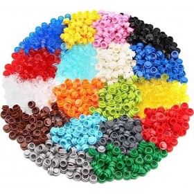 Feleph Lot de 1000 pièces - Rondes - 1 x 1 - Briques et pièces - 18 couleurs - Briques transparentes multicolores - Points en
