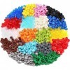 Feleph Lot de 1000 pièces - Rondes - 1 x 1 - Briques et pièces - 18 couleurs - Briques transparentes multicolores - Points en