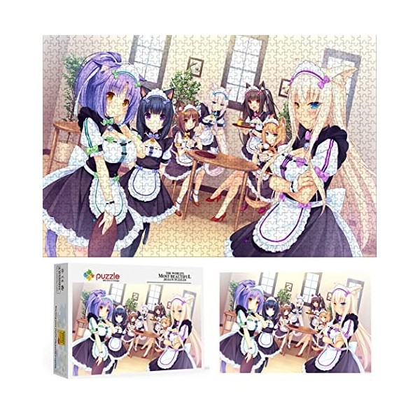 Puzzle 1000 Pièces pour Adultes, Puzzle Anime Nekopara, Petit Mini Puzzle des Énigmes Robustes Et Épaisses Difficiles, Convie