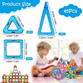 LGZIN Jeux de Construction Magnetique, Blocs de Constructions Aimantés, 45 Pièces Blocs Magnétiques pour Enfants, Jeu de Cons