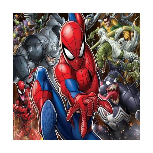Grandi Giochi- Spiderman vs Nemici Marvel Ennemis Puzzle lenticulaire Horizontal, avec 500 pièces incluses et Emballage avec 