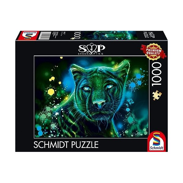 Schmidt Spiele Sheena Pike 58517 Puzzle panthère Bleu Fluo/Vert 1000 pièces