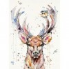 OSDFN Puzzle 1000 Pièces Adulte Enfant Adultes en Bois Puzzles-Cerf Animal Fleur Aquarelle-Art DIY Jeu Occasionnel Jouets Cad