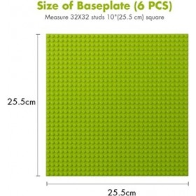 Lot de 6 Plaques de Base pour Lego Classic Compatible avec Toutes Marques - Plaque de Base - 25.5x25.5cm, Vert-Jaune-Rouge 