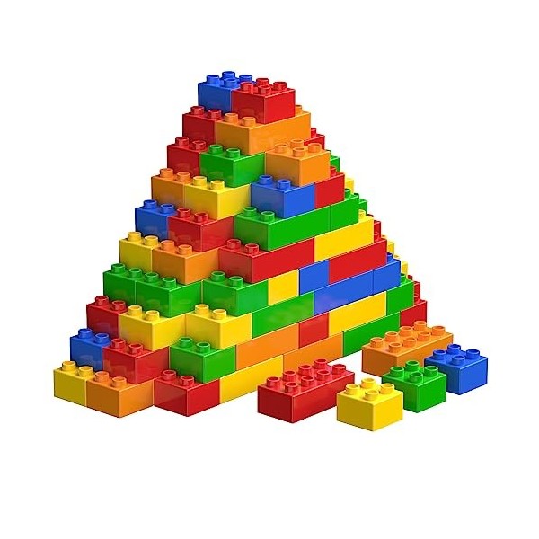 WYSWYG Lot de 50 grandes briques classiques en 5 couleurs, compatibles avec les blocs de construction Duplo et les meilleures