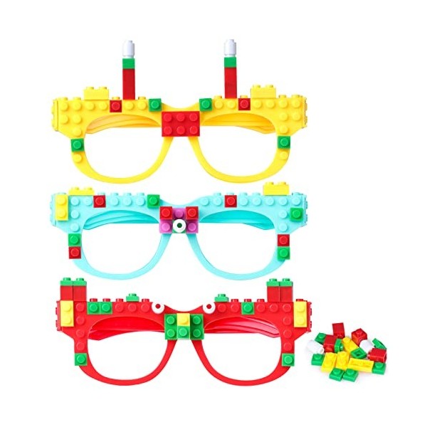 Fowecelt Blocs Construction Lunettes Jouets - 12Pcs Blocs de Construction en Forme de Briques pour Carnaval, Jeu de Partie, B