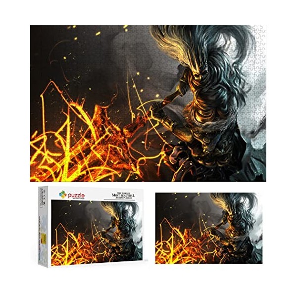 Puzzle 1000 Pièces pour Adultes, Puzzle Dark Souls III, Petit Mini Puzzle Adolescent Puzzle des Énigmes Robustes Et Épaisses 