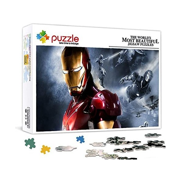 Puzzle 1000 Pièces pour Adultes, Puzzle Film Iron Man, Petit Mini Puzzle Enfant Puzzle Jeu Éducatif pour Les Défis des Vacanc