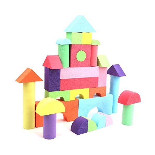 Tefola Blocs de Construction, Blocs de Construction en Mousse EVA Jouets éducatifs de Construction empilables Multicolores po