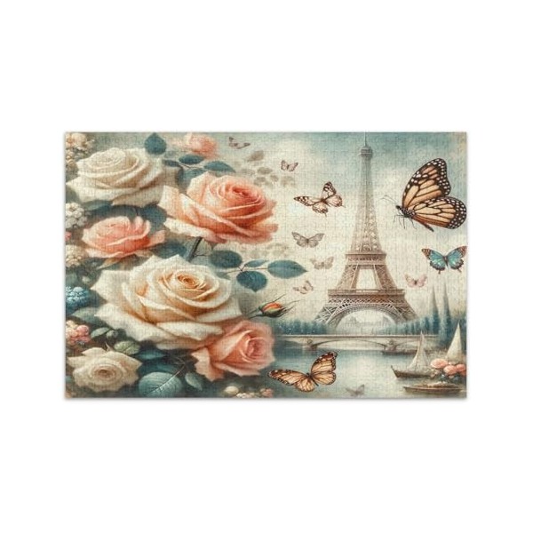 Puzzle papillon métallique argenté de 500 pièces, puzzle unique, œuvre dart amusante et colorée, taille finie 52,8 x 38,9 cm