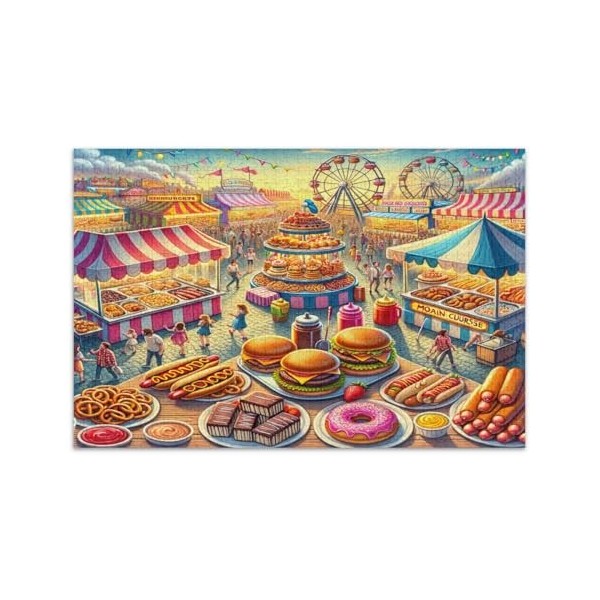 Cartoon Playground Fun Food Puzzle 500 pièces Éléphant blanc Idées cadeaux pour la famille, taille finie 52,8 x 38,9 cm