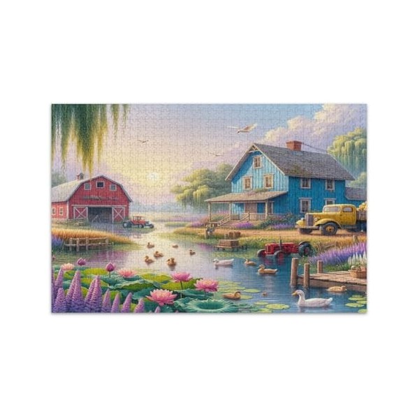 Pandas Peach Blossom Puzzle 500 pièces, puzzle familial amusant et coloré, taille finie 52,8 x 38,9 cm