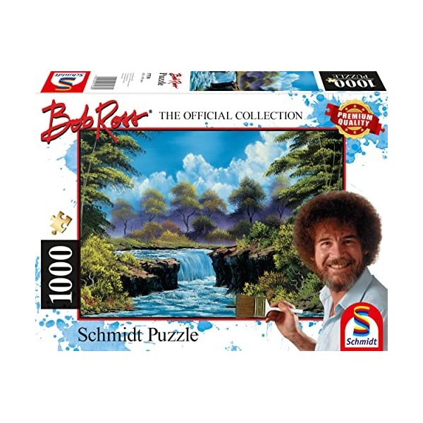 Schmidt Spiele 57538 Bob Ross, Cascade dans la clairière, Puzzle de 1000 pièces