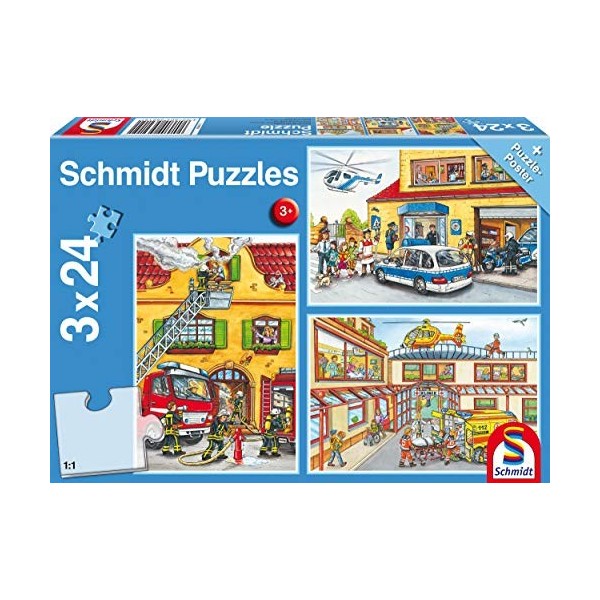 Schmidt Spiele - 56215 - Pompiers & Police, 3x24 Pcs