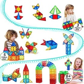 Magblock Lot de 32 blocs de construction magnétiques pour enfants, jeu magnétique, cadeau pour garçons et filles de 3 à 8 ans