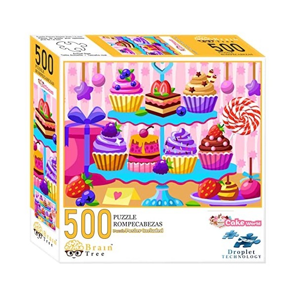 Brain Tree - Cake World 500 Piece Puzzles for Adults: With Droplet Technology for Anti Glare & Soft Touch