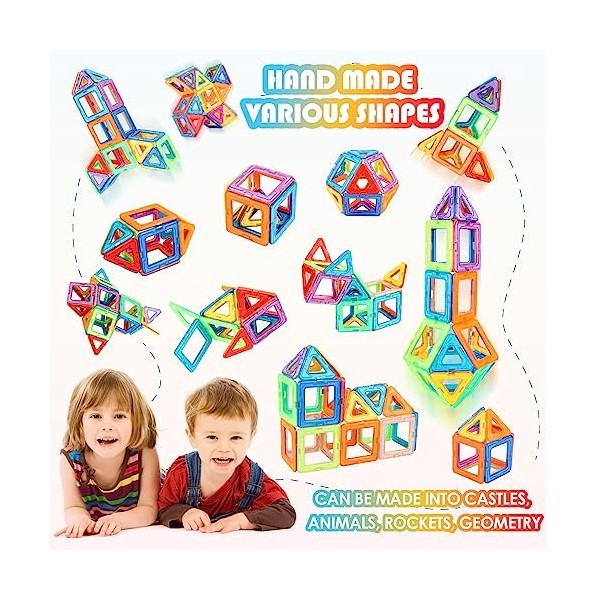 AKONE Blocs de construction magnétiques, jouets à partir de 3, 4, 5, 6, 7, 8 ans, garçons et filles, jouets magnétiques pour 