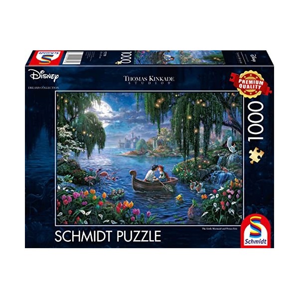 Schmidt Spiele- The Little Mermaid 57370 Thomas Kinkade Disney La Petite Sirène et Le Prince Eric Puzzle 1000 pièces, Multico