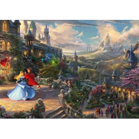 Schmidt Spiele-La Belle au Bois 57369 Thomas Kinkade, Disney, Sleeping Beauty Dancing in The Enchanted Light, Puzzle de 1000 