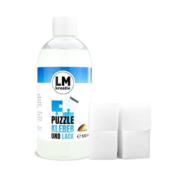 LM Puzzle Colle & Vernis 390 ml – Transparent – Colle pour puzzle/stockeur idéale pour coller des grands et petits puzzles Le