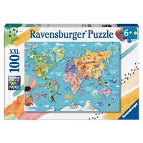 Ravensburger - Puzzle pour enfants - 100 pièces XXL - La carte du monde - Dès 6 ans - Puzzle de qualité supérieure - Carton é