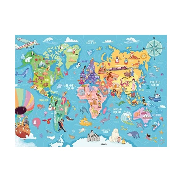 Ravensburger - Puzzle pour enfants - 100 pièces XXL - La carte du monde - Dès 6 ans - Puzzle de qualité supérieure - Carton é