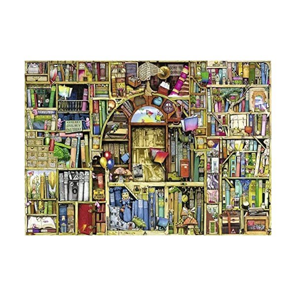 Ravensburger-La librairie Bibliothèque Colin Thompson – The Bizarre Bookshop 2 Puzzle 1000 pièces, 19314, Black