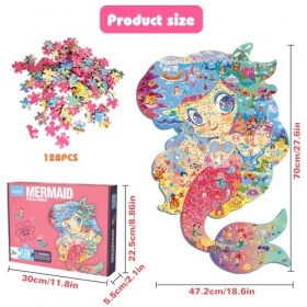 BARVERE Puzzle Enfant, 128 Pièces Sirène Puzzle, Puzzle Animaux Enfant, Jouet Educatif Puzzle pour Enfant, Jouet éducatif Enf