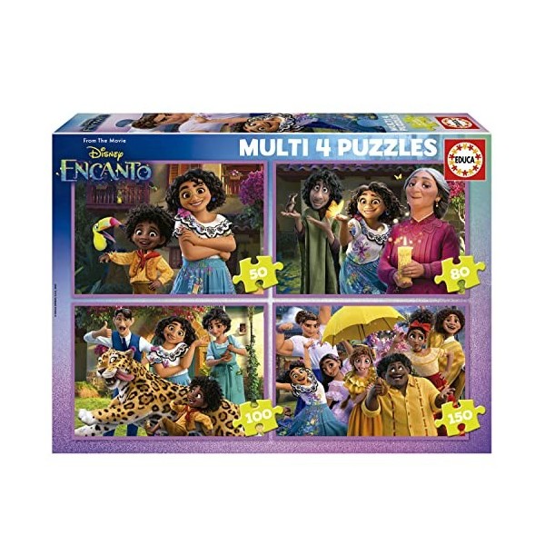 Educa - Multi 4 Encanto | Ensemble de 4 Puzzles pour Enfants progressifs de 50 à 150 pièces. Mesure Une Fois monté: 34 x 24 c