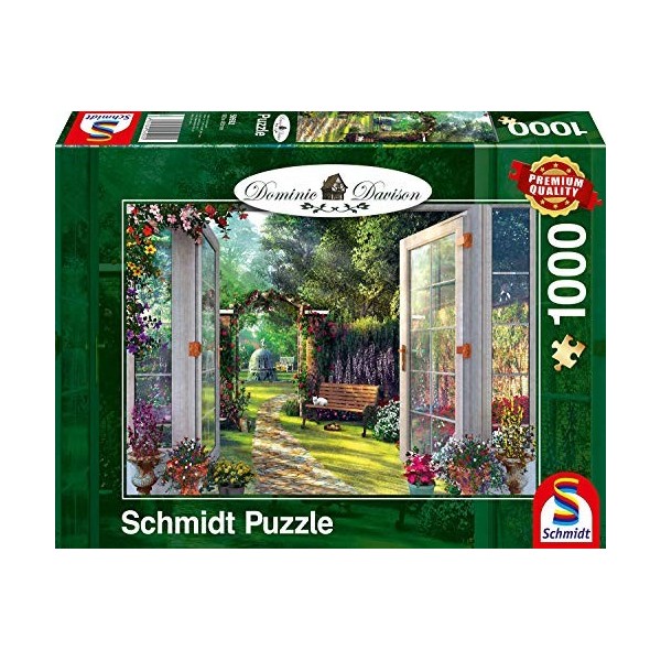 Schmidt 59592 Dominic Davison-View of The Enchanted Garden Premium Quality Jigsaw Puzzle, Multicolour