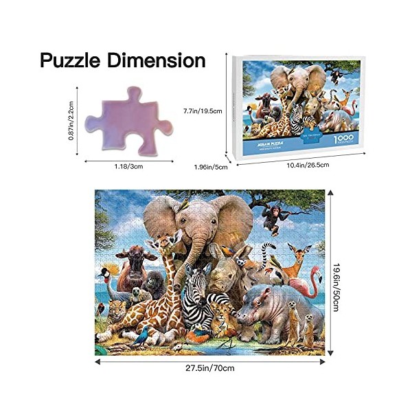 Tomoving Puzzles pour adultes - 1000 pièces - Puzzle animaux africains - 1000 pièces