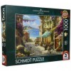 Schmidt Spiele Thomas Kinkade 59624 Puzzle de 1000 pièces Motif café sur la Riviera italienne Multicolore, structure en lin