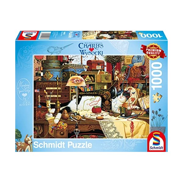 Schmidt Spiele 59993 Charles Wysocki, Maggie Le Chaotin, Puzzle de 1000 pièces, Multicolore, Taille Unique