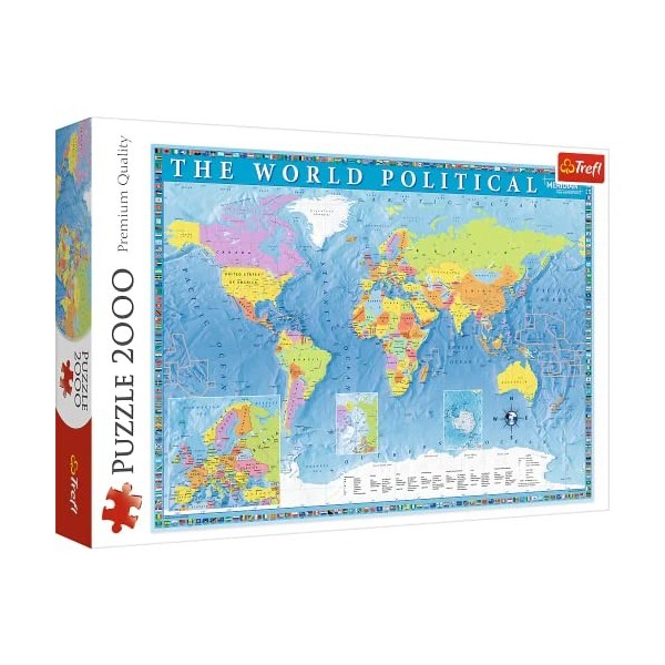 Trefl Islande 2000 Pièces Qualité Premium pour Adultes et Enfants à partir de 12 Ans Puzzle, TR27099, Carte du Monde Politiqu