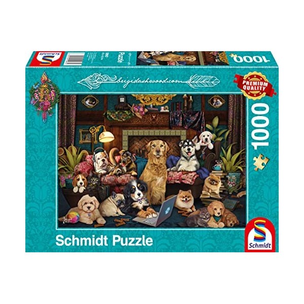 Schmidt Spiele 59987 Brigid Ashwood, soirée colorée dans Le Salon, Puzzle de 1000 pièces, Multicolore, Taille Unique