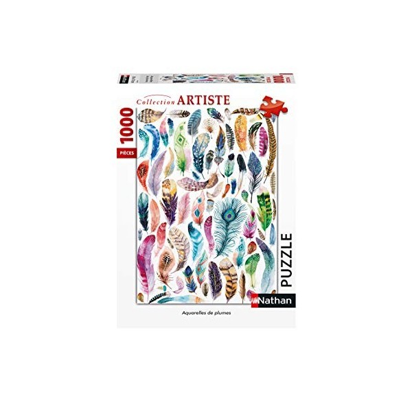 Nathan - Puzzle 1000 pièces - Aquarelles de plumes - Adultes et enfants dès 14 ans - Puzzle de qualité supérieure - Encastrem