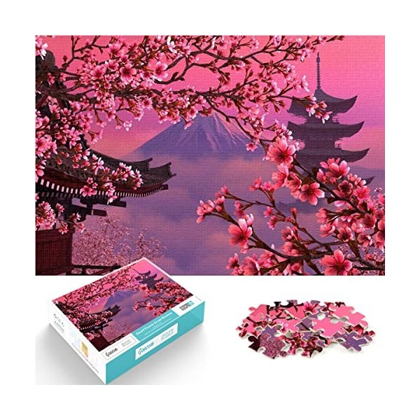 Puzzle 1000 pièces Cerisiers en Fleurs Puzzles Garçons et Filles Puzzle Difficulté Puzzle Paysage Japonais Puzzle Éducation J