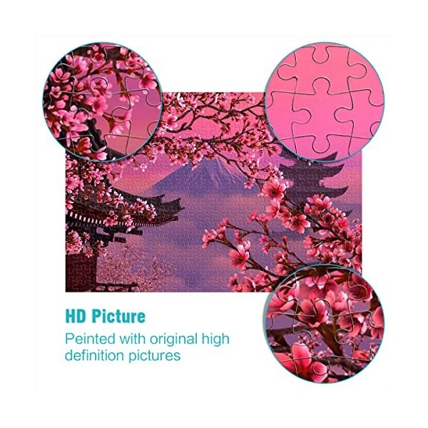 Puzzle 1000 pièces Cerisiers en Fleurs Puzzles Garçons et Filles Puzzle Difficulté Puzzle Paysage Japonais Puzzle Éducation J