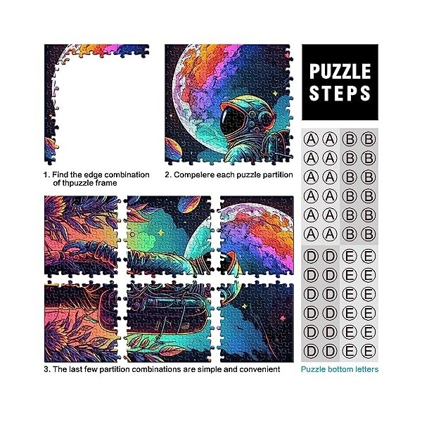 Puzzles dastronautes de Couleur pour adultesPuzzles en Carton Puzzle 1000 pièces pour Adultes et Enfants de 12 Ans et Plus J