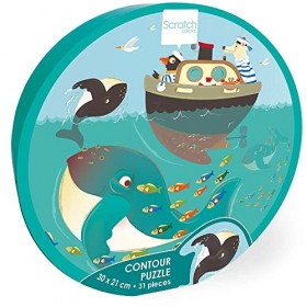 Scratch - Puzzle de Contours pour Enfants 3 Ans - Mini Shape Puzzle Baleine - Puzzle 31 Pieces - Jeu Enfant 3 Ans - Puzzle Ed