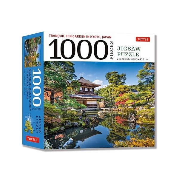 Tranquil Zen Garden in Kyoto Japan- 1000 Piece Jigsaw Puzzle: Ginkaku-ji, Temple of The Silver Pavilion Finished Size 24 in 
