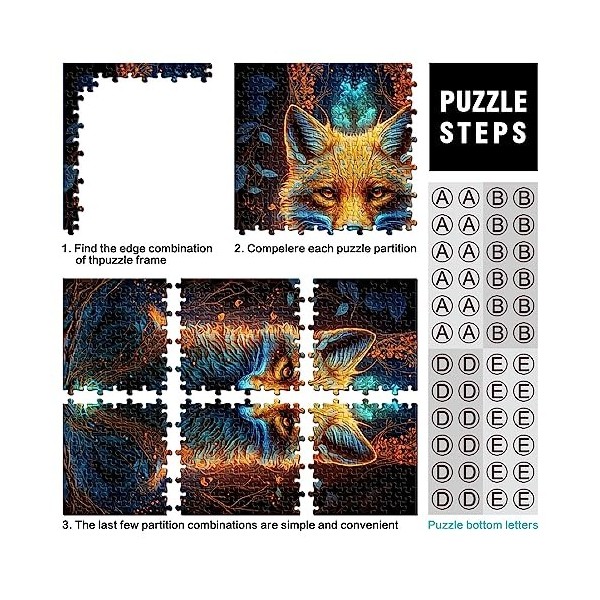 Puzzles Fox 1000 pièces pour Adultes Puzzles pour Adultes Puzzles en Carton pour Adultes et Enfants à partir de 12 Ans Jeu Di