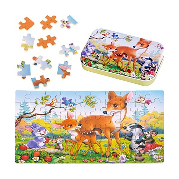 KOKOBOX Puzzle-in-Can Jouet Enfant Jouet Puzzle pour Enfants Jeux Enfants 3 4 5 Ans Puzzle Bébés Animaux Puzzles 60 Pièces 