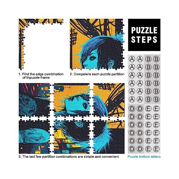 Puzzles pour Adultes et Enfants Emo Girl Puzzles pour Adultes 1000 Puzzles en Carton pour Adultes et Enfants à partir de 12 A