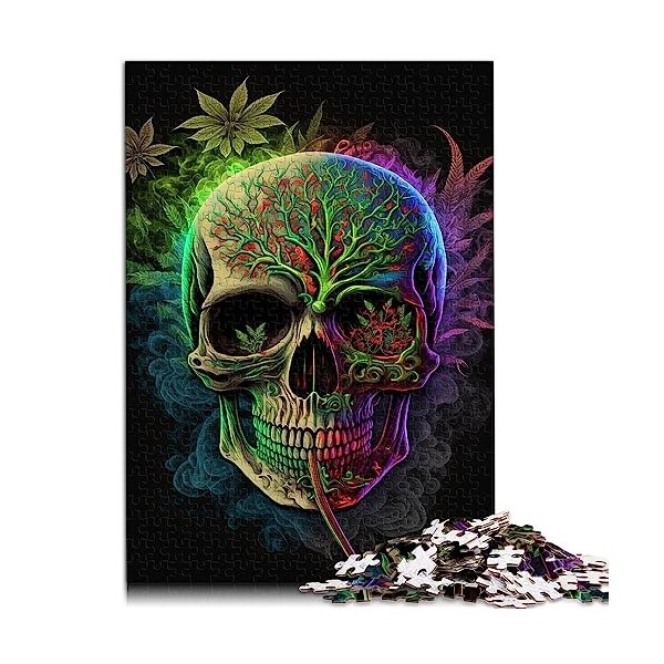 Weed Skull Jigsaw Puzzles 1000 pièces pour Adultes Puzzles pour Adultes et enfantsPuzzles en Carton pour Adultes et Enfants à