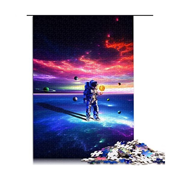 Puzzle 1000 pièces pour Adultes Astronaute Puzzle pour Adultes Puzzles en Carton Jeu Difficile （Taille 26x38cm）