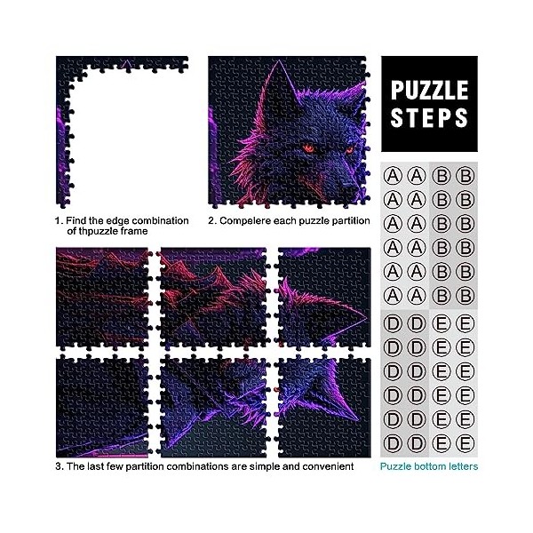 Magic Wolf Puzzle 1000 Pièces Puzzles pour AdultesPuzzles en Carton pour Adultes Enfants Décoration de la Maison 10.27" x 20.