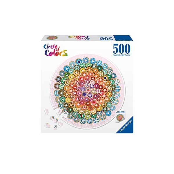 Ravensburger - Puzzle Adulte - Puzzle rond 500 p -Donuts Circle of Colors - 17346