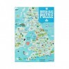 Puzzle et Affiche des îles Britanniques de la Carte Bleue du Royaume-Uni, 1000 pièces | Voyage de repères de Grande-Bretagne 